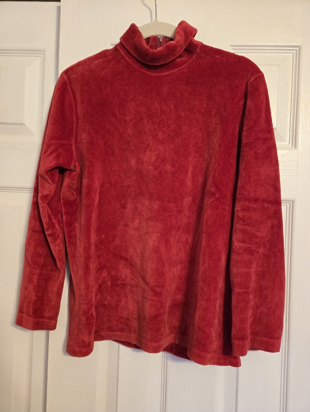 Red Velvet Turtleneck Sweater - Woman Cozy Long Sleeve